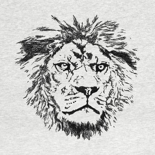 Lion Face Head Hand Drawn Big Cat Cool Zoo Animals by Nassif